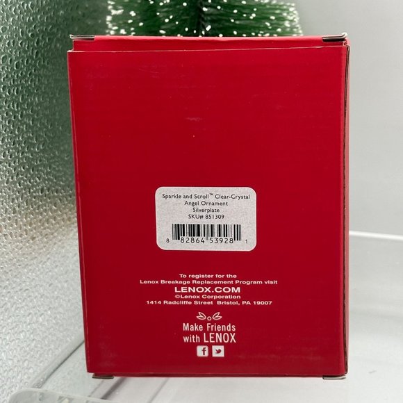 Lenox Angel Ornament Sparkle And Scroll Crystal Clear Christmas Silverplated - Picture 7 of 10